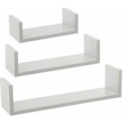 Sada 3 bílých nástěnných polic Edge MDF moderních na knihy a dekorace 42 cm – Zboží Mobilmania