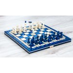 Dřevěný šach Dámský gambit modrý – Zboží Živě