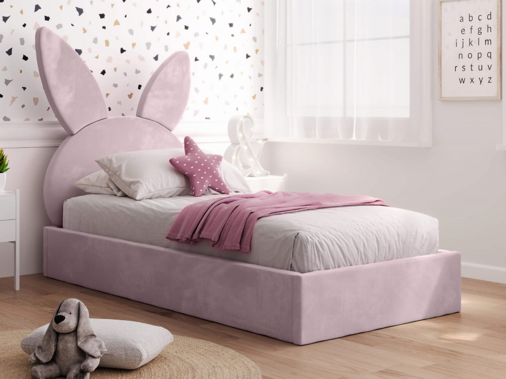 Ami Nábytek Kids Line 2 Rabbit s roštem růžový Velvet