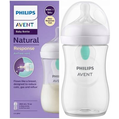 Philips Avent Natural Response transparentní s ventilem AirFree 260 ml – Zboží Dáma