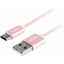 GND USBAC100MM09 USB / USB-C, opletený, 1m, růžový