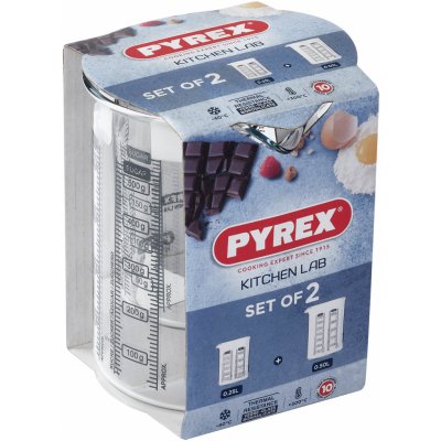 Sada skleněných odměrek s nálevkou PYREX 250ml a 500ml – Zboží Mobilmania