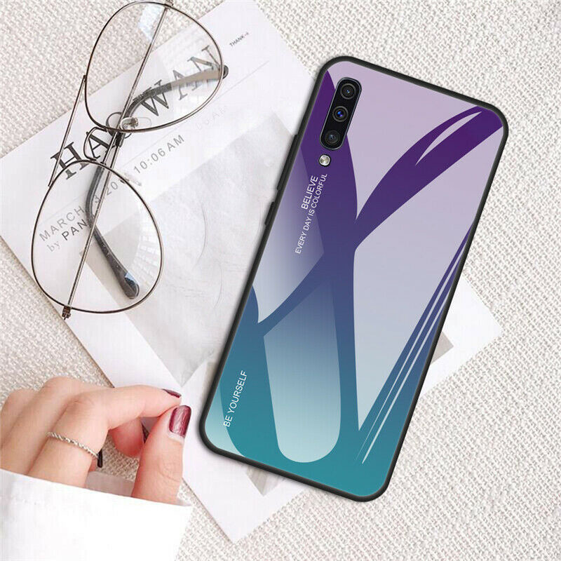 Pouzdro AC mobile Samsung Galaxy A50 Skleněný Fialovo-Zelené