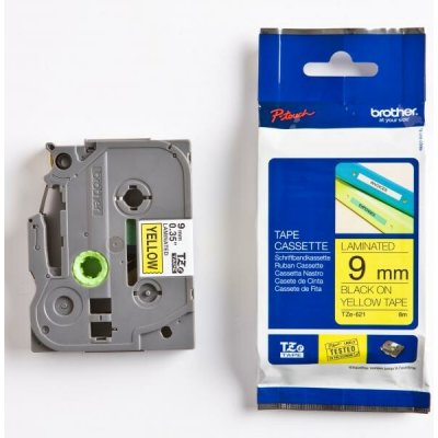 Páska do štítkovače Brother TZe-621 9mm černý tisk/žlutý podklad – Hledejceny.cz