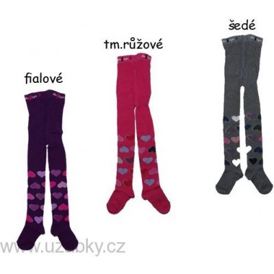Design Socks Dětské punčocháče srdíčka tm.růžová