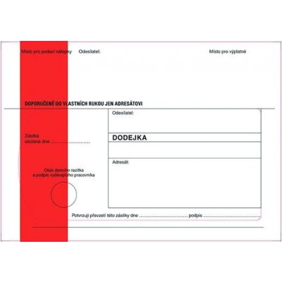 Obálky B6 s dodejkou, vytrhovací okénko - s červeným pruhem / 1000 ks, 133680 – Zboží Živě