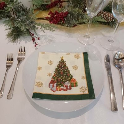 DECOLED Ubrousky v balení stromeček s dárky 16,5 x 16,5 cm 20 ks – Sleviste.cz