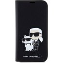 Pouzdro Karl Lagerfeld PU Saffiano Karl and Choupette NFT Book iPhone 13 Pro černé