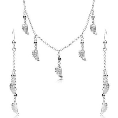Šperky eshop stříbrná sada náušnice a náhrdelník andělská křídla a kuličky na řetízku R48.09 – Zboží Mobilmania
