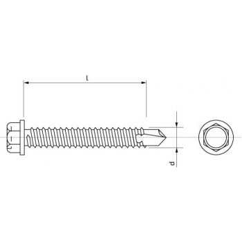 Šroub do plechu samovrtný TEX se šestihrannou hlavou 4,2 x 16 mm A2