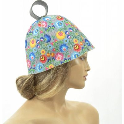 Velforia Čepice Zvonek šedá s kytičkami – Zboží Dáma