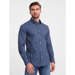 Ombre Clothing pánská košile s dlouhým rukávem Glarald tmavě modrá