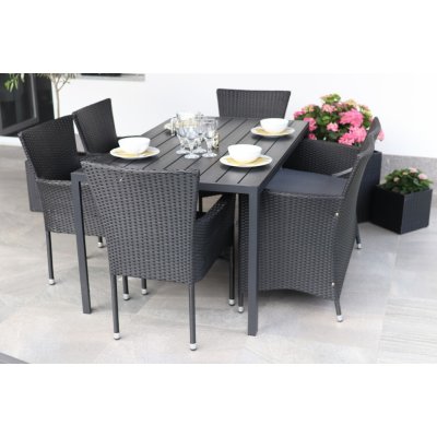 Nábytek Texim Set Viking L + 4x černé křeslo BALI antracit + 1x Bali ratan lavice – Hledejceny.cz