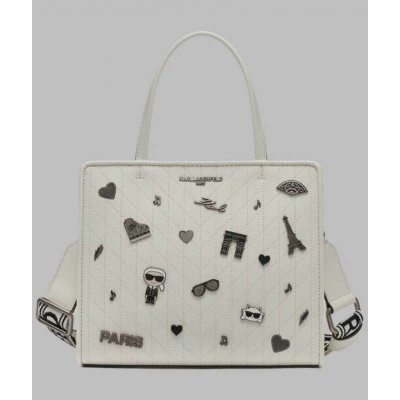 Karl Lagerfeld PARIS dámská kabelka MAYBELLE bílá se zlatými detaily – Hledejceny.cz
