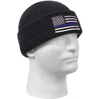 Čepice Rothco Deluxe pletená US vlajka s modrou linkou černá