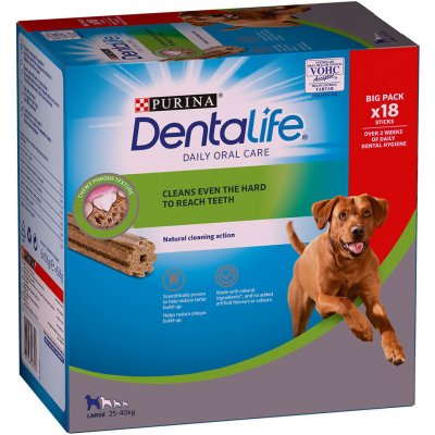 Purina Dentalife pamlsky pro každodenní péči o zuby pro velké psy 25 40 kg 18 tyčinek 6 x 106 g