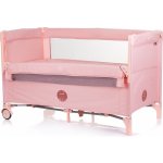 Chipolino Postýlka cestovní se sklopnou bočnicí Relax Flamingo lněný vzor – Sleviste.cz