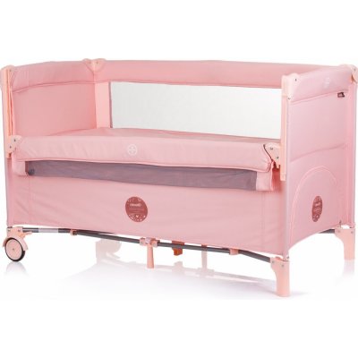 Chipolino Postýlka cestovní se sklopnou bočnicí Relax Flamingo lněný vzor – Sleviste.cz