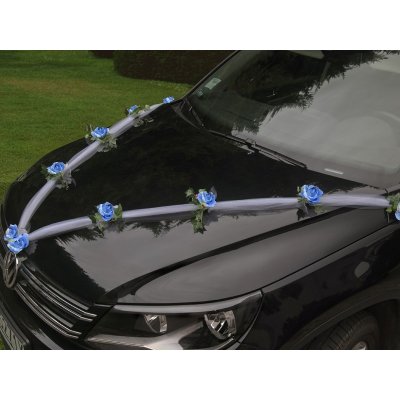 Girlanda na auto - tylová šerpa s růžemi - sv.modrá - 1ks – Zboží Mobilmania