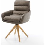 Delife Abelia-Flex s područkami mikrovlákno taupe vintage dřevěná podnož hranatá přírodní – Sleviste.cz