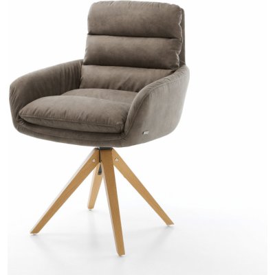 Delife Abelia-Flex s područkami mikrovlákno taupe vintage dřevěná podnož hranatá přírodní – Sleviste.cz