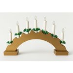 Vánoční dřevěný svícen ve tvaru oblouku na baterie – zlatý, 7 svíček, teplá bílá – Hledejceny.cz
