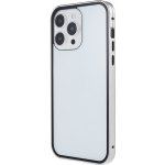 Pouzdro AppleMix Apple iPhone 15 Pro - 360° ochrana - magnetické uchycení - skleněné / kovové - stříbrné – Sleviste.cz