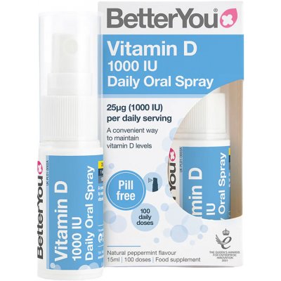 BetterYou Vitamin D 1000 IU Daily Spray, Orální sprej, 15 ml – Zbozi.Blesk.cz
