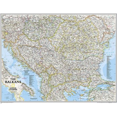 National Geographic Balkán - nástěnná mapa 79 x 61 cm Varianta: bez rámu v tubusu, Provedení: laminovaná mapa v lištách