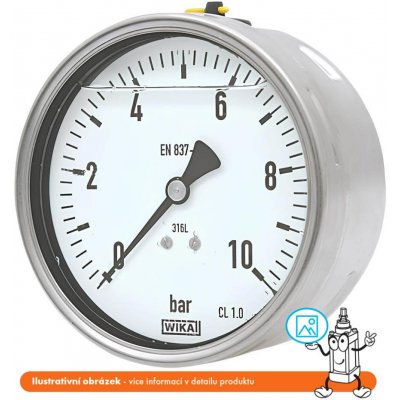 Wika Manometr glycerinový nerez zadní 0/100 bar - 63 mm - 1/4" – Zboží Mobilmania