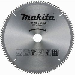 Makita D-65408 pilový kotouč 260mm x 30mm x 100T