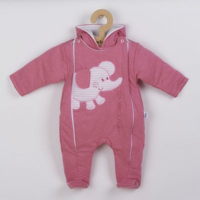 New Baby Zimní kombinézka Winter Elephant růžová – Zboží Mobilmania