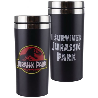 CurePink Nerezový cestovní hrnek Jurassic Park Jurský Park Logo 450 ml