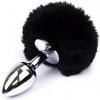 Anální kolík AfterDark Butt Plug with Pompon Silver/Black Size S