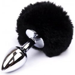 AfterDark Butt Plug with Pompon Silver/Black Size S