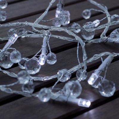 DECOLED LED světelný řetěz na baterie krystalky ledově bílá 10 diod 1,3 m – Hledejceny.cz