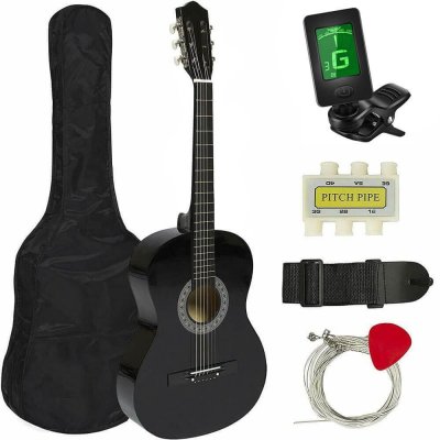 Timeless Tools Akustická kytara s příslušenstvím pro začátečníky s ladičkou černá – Zboží Mobilmania