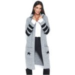 Fashionweek barevný svetr kabát s kapucí STYLE SV11 šedý – Zboží Mobilmania