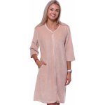 Elegantní hřejivý župan na zip ze sametu pro plnoštíhé ženy či dívky 1TB0060 béžová – Zboží Dáma