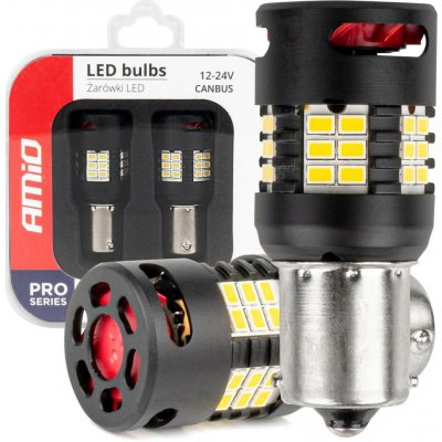 LED žárovky CANBUS PRO series 1156 BA15S P21W R10W R5W 24x3020 SMD FAN White 12V/24V AMIO-03721 – Hledejceny.cz