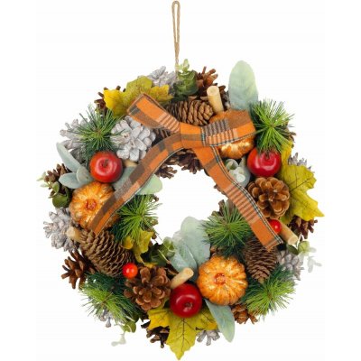 MagicHome Vianoce Věnec MagicHome Nature, podzimní, oranžový, s mašlí, 30 cm – Zboží Dáma