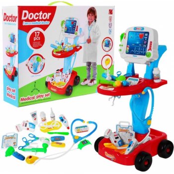 Majlo Toys dětský lékařský vozík EKG se světlem a zvuky červený