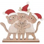 Anděl Přerov Kočky v červených čepicích dřevěné na postavení 23,5 x 22 x 4 cm – Hledejceny.cz