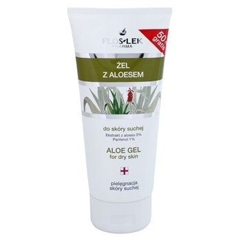 FlosLek Pharma Dry Skin Aloe Vera regenerační gel na obličej a dekolt Aloe Extract 5% Panthenol 1% 200 ml