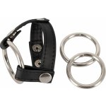 Bad Kitty kožený kroužek na varlata a penis černostříbrný – Zboží Dáma