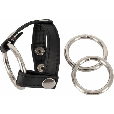 Bad Kitty kožený kroužek na varlata a penis černostříbrný – Zboží Dáma