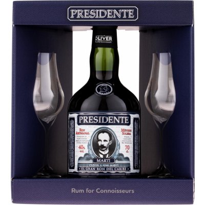 Presidente Marti 19 Sistema Solera + 2 sklenice 40% 0,7l (darčekové balenie 2 poháre)