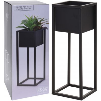 H&S Collection Květináč na stojanu kovový černý 60 cm – Hledejceny.cz