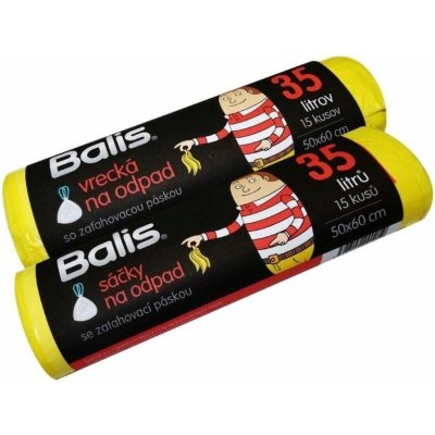 Balis Pytel na odpad zatahovací 50x60 cm 35 l 11 µm 15 ks žlutý – Sleviste.cz