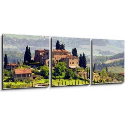 Obraz 3D třídílný - 150 x 50 cm - Toskana Weingut - Tuscany vineyard 03 Toskánské vinařství – Zboží Mobilmania